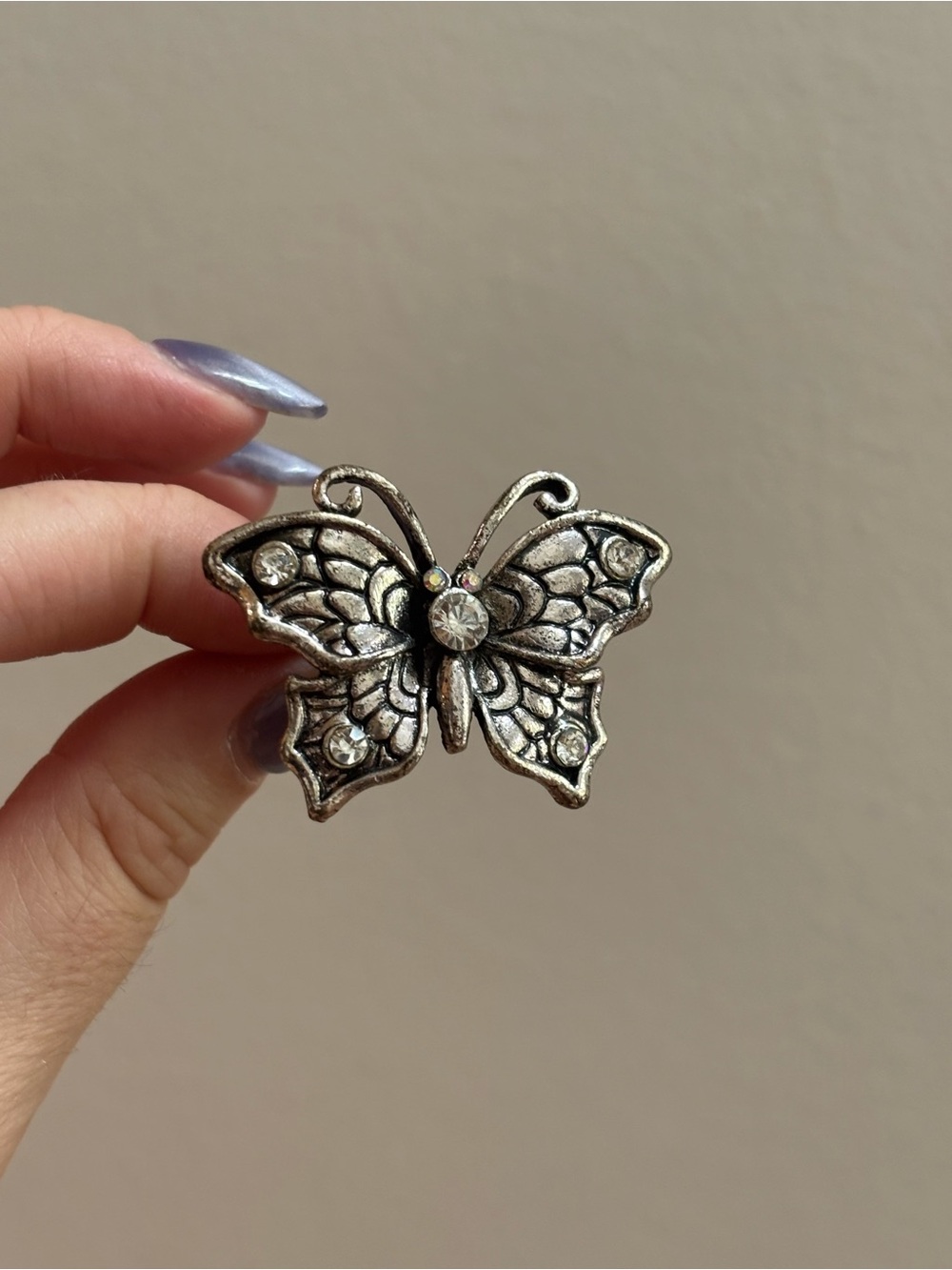 Y2K Style Ornate Butterfly Statement Ring with Gems